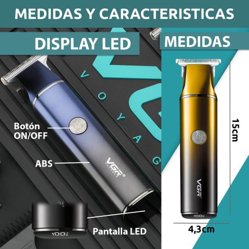V-986 Rasuradora inalámbrica recargable por USB pantalla LED