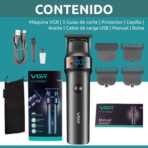 V-987 Rasuradora inalámbrica recargable por USB pantalla LED