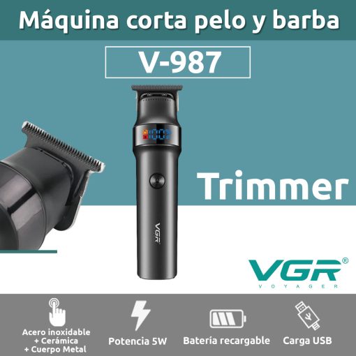 V-987 Rasuradora inalámbrica recargable por USB pantalla LED