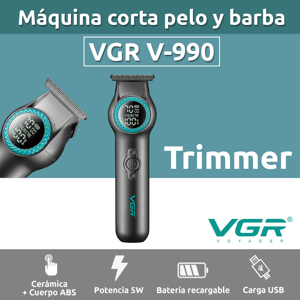 V-990 Rasuradora VGR de cabello recargable