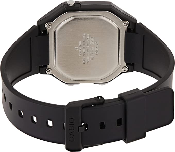 W-217 Reloj Casio para Hombre Banda de Goma Digital Vintage Clásico Illuminator