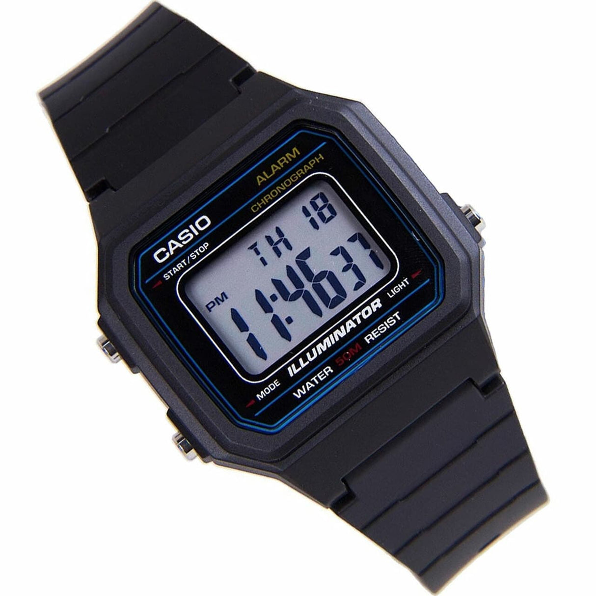 W-217 Reloj Casio para Hombre Banda de Goma Digital Vintage Clásico Illuminator