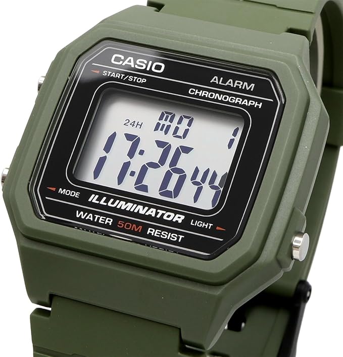 W-217 Reloj Casio para Hombre Banda de Goma Digital Vintage Clásico Illuminator