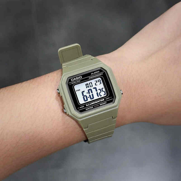 W-217 Reloj Casio para Hombre Banda de Goma Digital Vintage Clásico Illuminator
