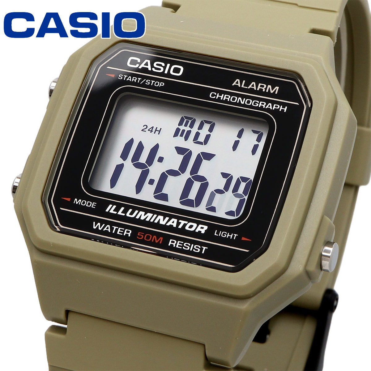 W-217 Reloj Casio para Hombre Banda de Goma Digital Vintage Clásico Illuminator