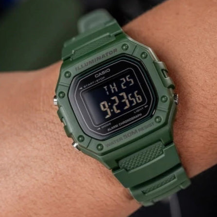 W-218 Casio Reloj Digital Pulsera de Caucho para Hombre y Mujer Illuminator con Cronógrafo