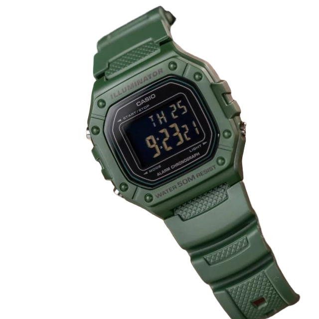 W-218 Casio Reloj Digital Pulsera de Caucho para Hombre y Mujer Illuminator con Cronógrafo