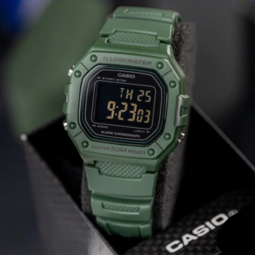 W-218 Casio Reloj Digital Pulsera de Caucho para Hombre y Mujer Illuminator con Cronógrafo