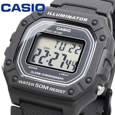 W-218 Casio Reloj Digital Pulsera de Caucho para Hombre y Mujer Illuminator con Cronógrafo