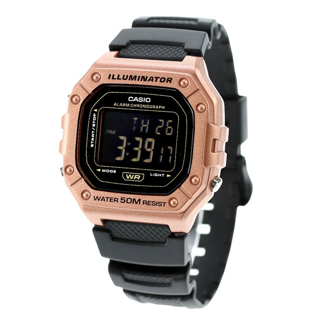 W-218 Casio Reloj Digital Pulsera de Caucho para Hombre y Mujer Illuminator con Cronógrafo