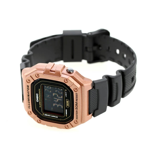 W-218 Casio Reloj Digital Pulsera de Caucho para Hombre y Mujer Illuminator con Cronógrafo