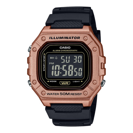 W-218 Casio Reloj Digital Pulsera de Caucho para Hombre y Mujer Illuminator con Cronógrafo