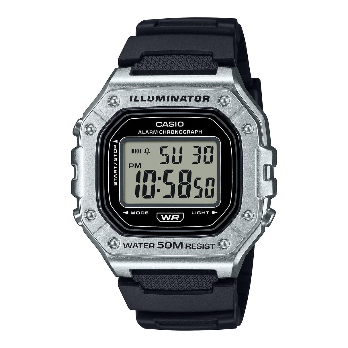 W-218 Casio Reloj Digital Pulsera de Caucho para Hombre y Mujer Illuminator con Cronógrafo
