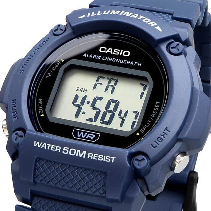 W-219 Casio Reloj Digital para Hombre Pulsera de Resina Illuminator con Cronógrafo