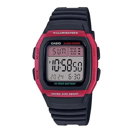W-96 Reloj Casio para Hombre Pulsera de Caucho Digital Illuminator 10 Años de Batería