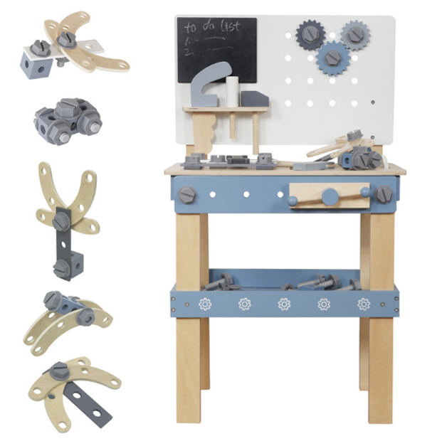 Mesa de Herramientas de Madera Juguete Montessori (Azul) W03D242C