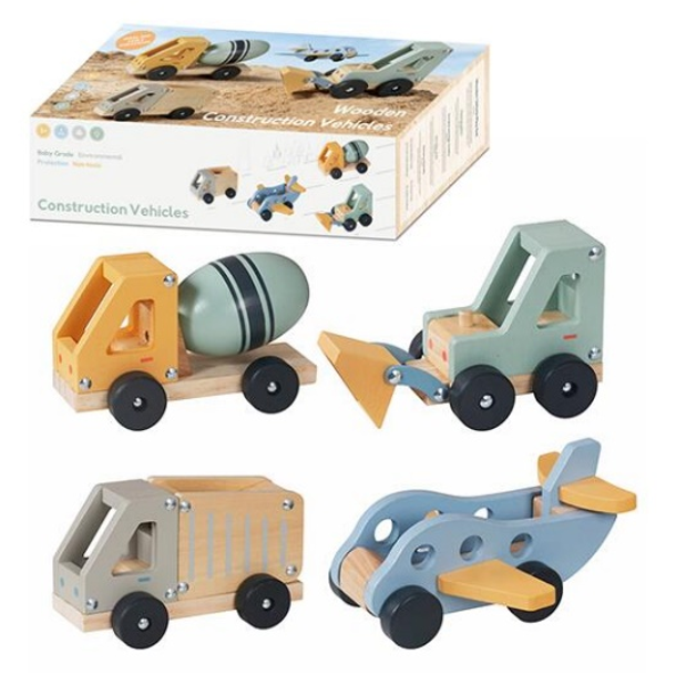 Set de 4 Vehículos de Madera Juguete Montessori W04A694B