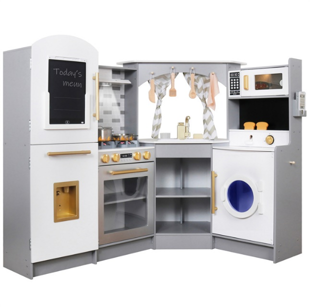 Mega Cocinita de Madera Juguete Montessori con Pantalla LCD y 6 Funciones W10C933C
