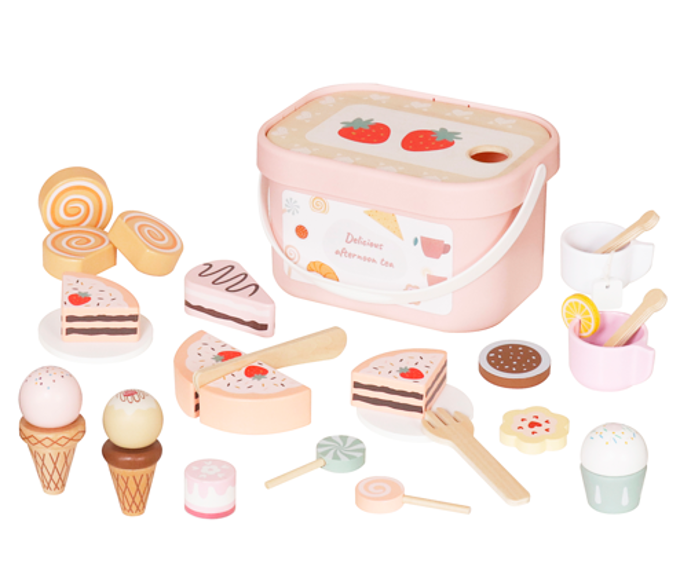 Set de Té de la Tarde de Madera Juguete Montessori W12F306