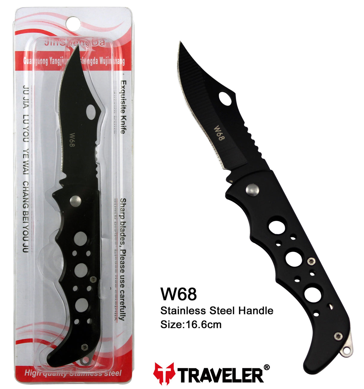 Navaja Marca Traveler Modelo W68 Mango de Acero Inoxidable