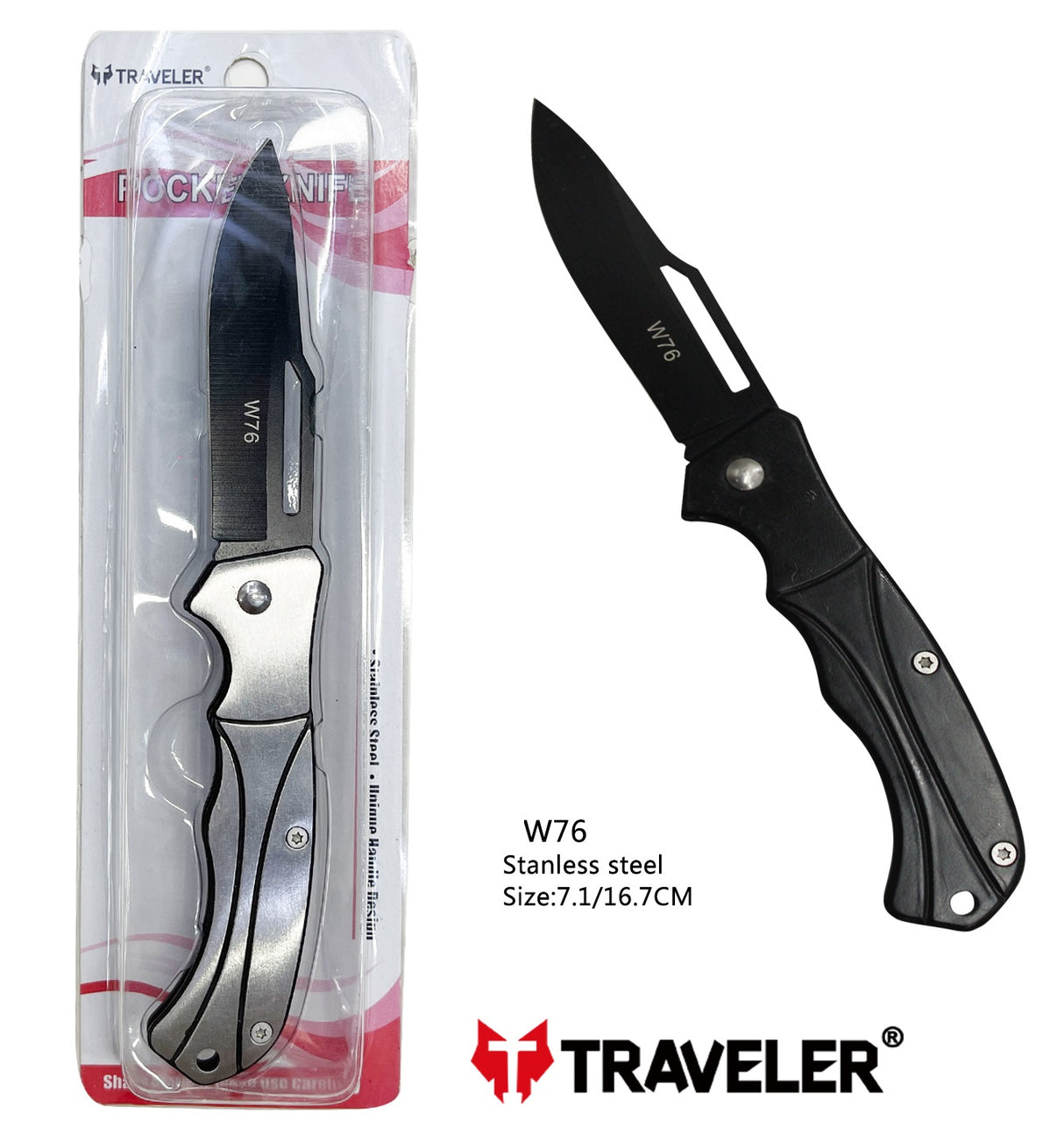 Navaja Marca Traveler Modelo W76 Mango de Acero Inoxidable
