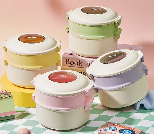 JL6908 Lonchera redonda dos niveles