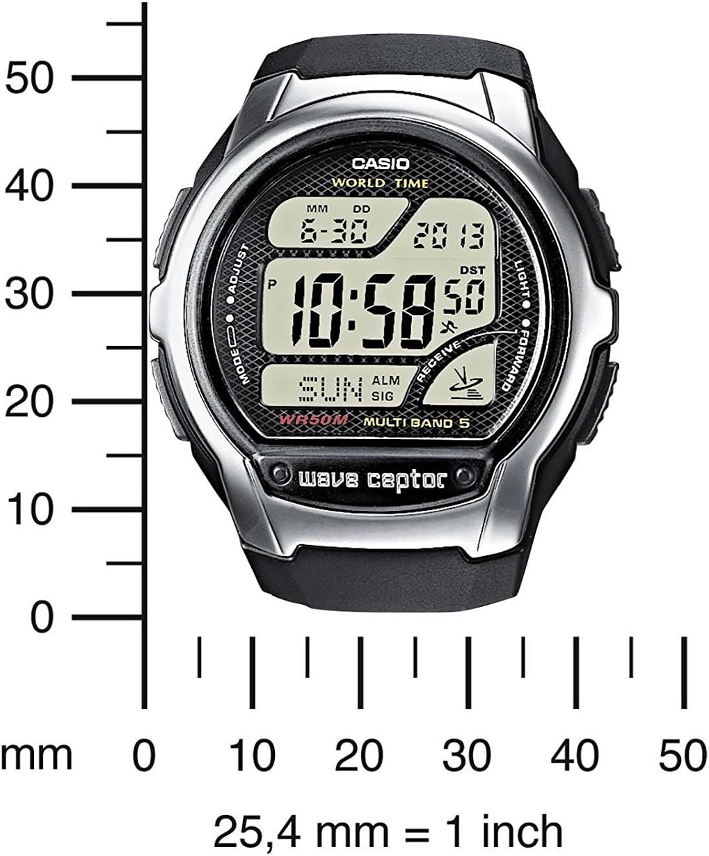 WV-58 Casio Reloj Digital para Caballero Correa de Caucho Wave Ceptor Hora Mundial