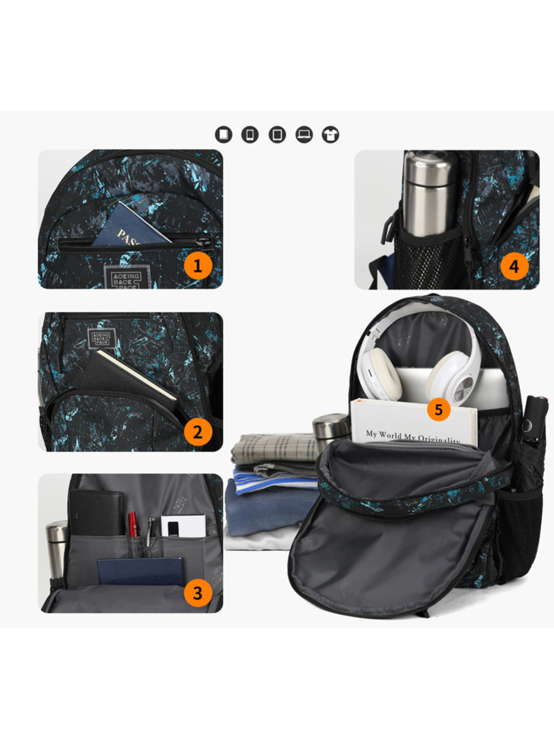 XN41025-1 Mochila Aoking para estudiante y viajero 20 litros