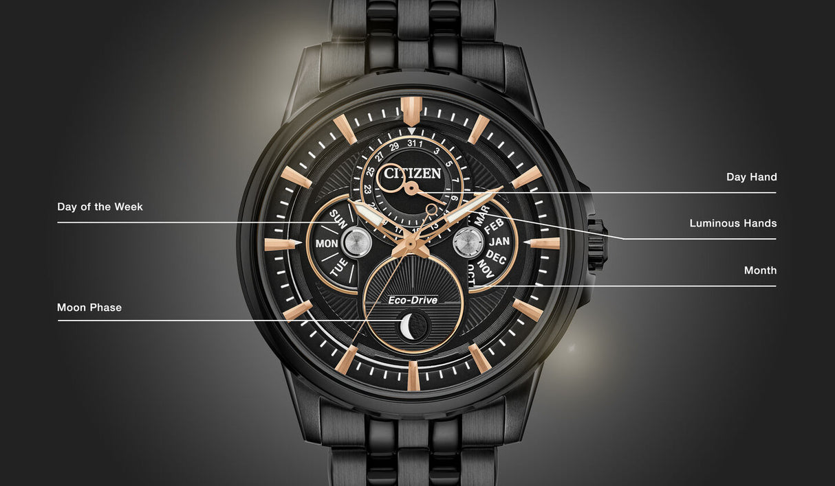 bu0057-54e Reloj Citizen Calendrier Moonphase de hombre pulsera de metal 44 mm