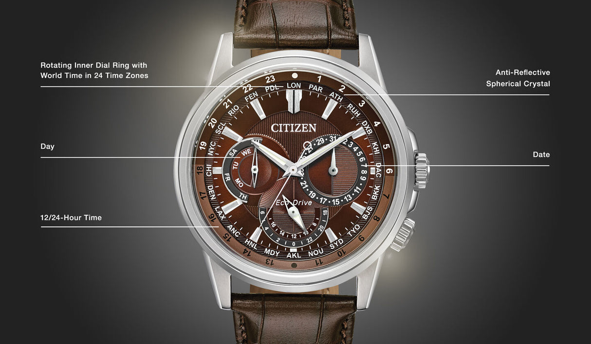 bu2020-29x Reloj Citizen Calendrier de hombre pulsera de piel 44 mm