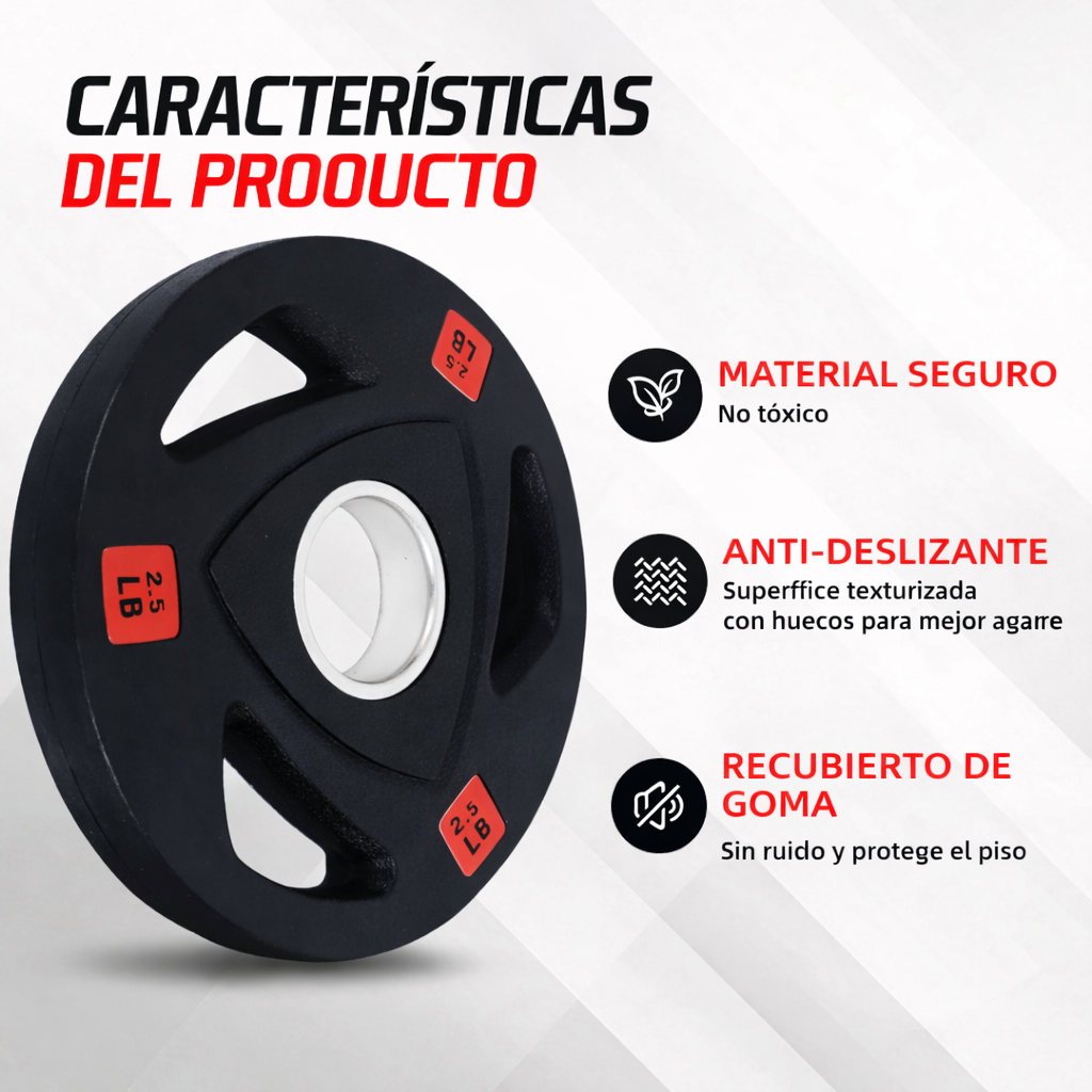 Discos de Caucho con Triple Agarre 2.5 Libras a 45 Libras Q11 la Libra Trigrip