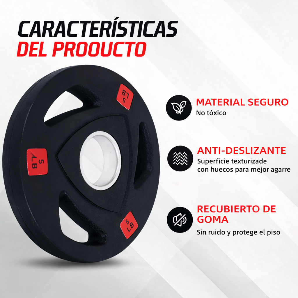 Discos de Caucho con Triple Agarre 2.5 Libras a 45 Libras Q11 la Libra Trigrip