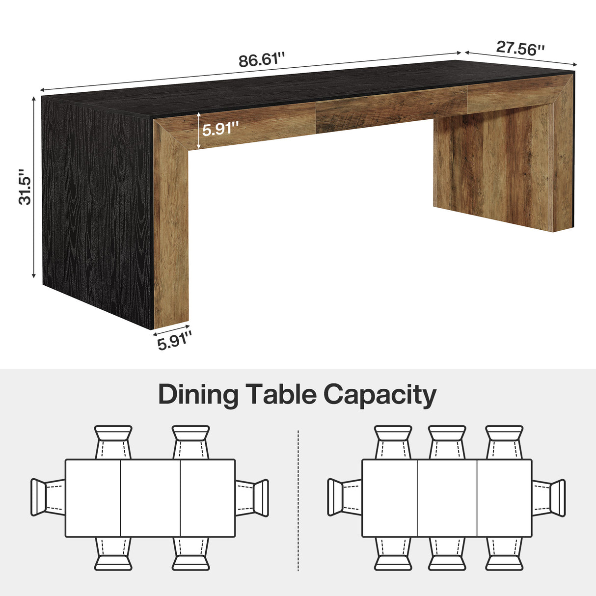 HOGA-SL0078X Mesa de comedor Tribesigns de 8 personas