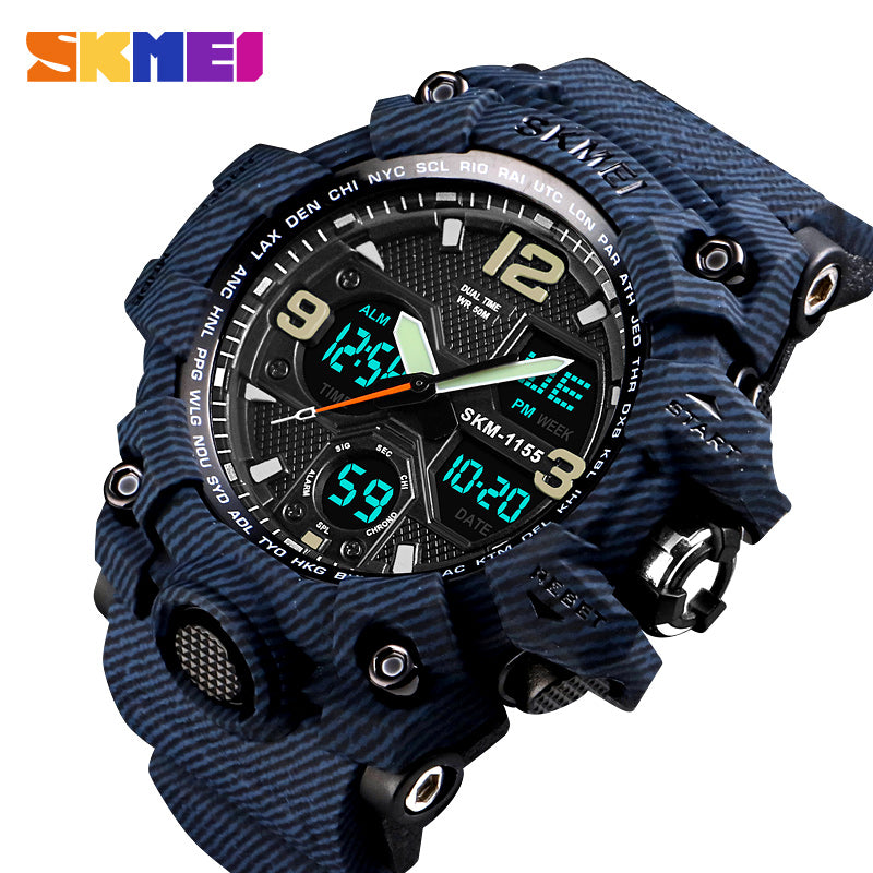 1155 Reloj Skmei para Hombre Pulsera de Caucho Doble hora