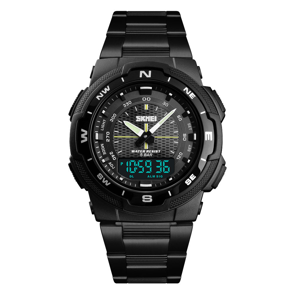 1370 Reloj Skmei para Hombre Pulsera de Metal Doble hora