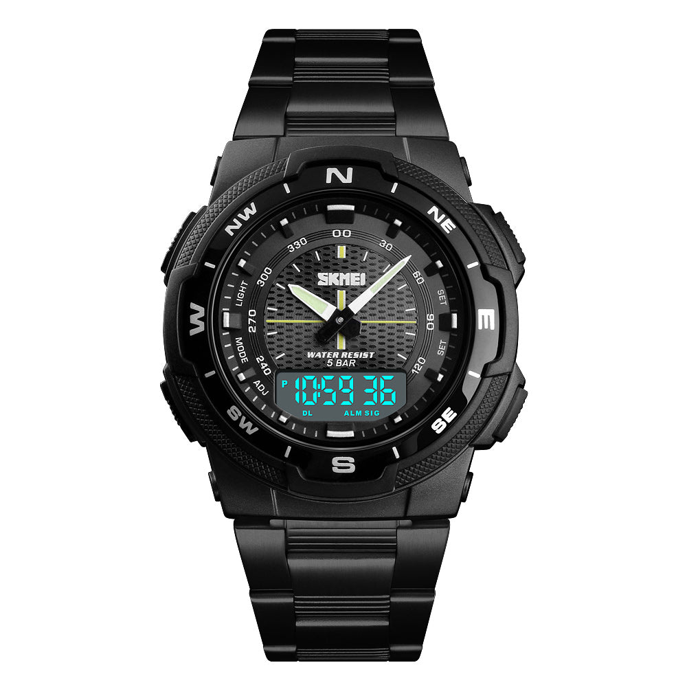 1370 Reloj Skmei para Hombre Pulsera de Metal Doble hora