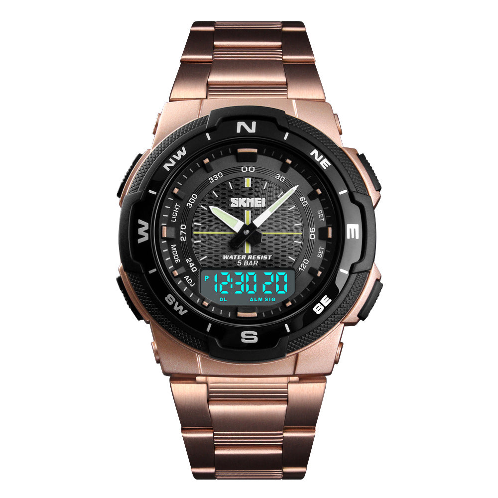 1370 Reloj Skmei para Hombre Pulsera de Metal Doble hora