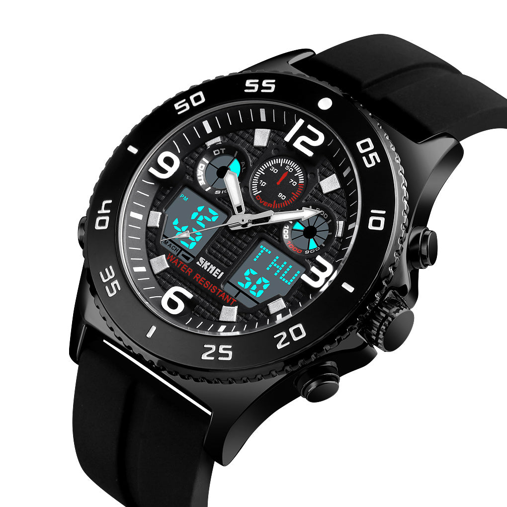 1538P Reloj Skmei para Hombre Pulsera de Caucho Doble hora