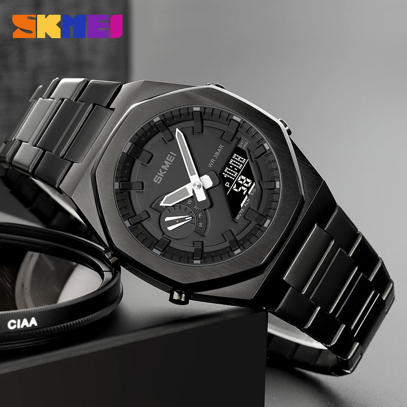 1816 Skmei Reloj para Hombre Pulsera de Metal Doble hora