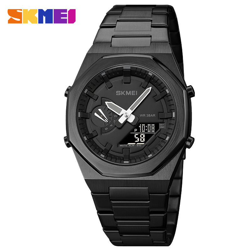 1816 Skmei Reloj para Hombre Pulsera de Metal Doble hora