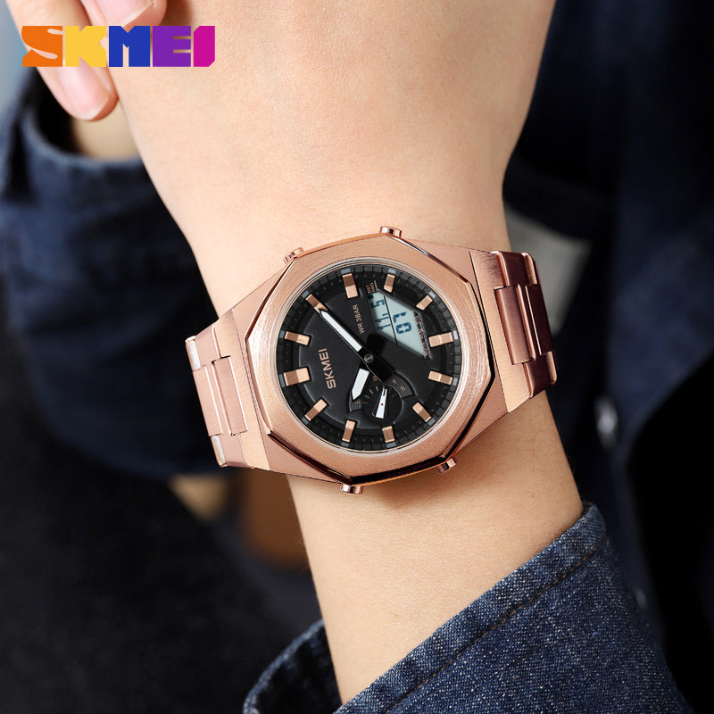 1816 Skmei Reloj para Hombre Pulsera de Metal Doble hora