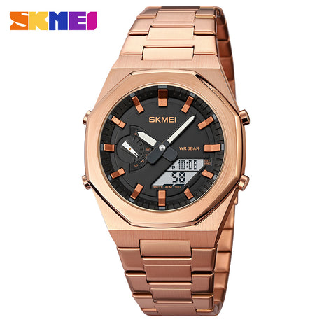 1816 Skmei Reloj para Hombre Pulsera de Metal Doble hora