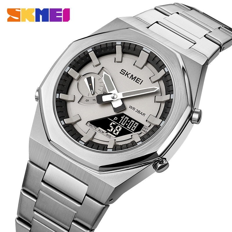 1816 Skmei Reloj para Hombre Pulsera de Metal Doble hora