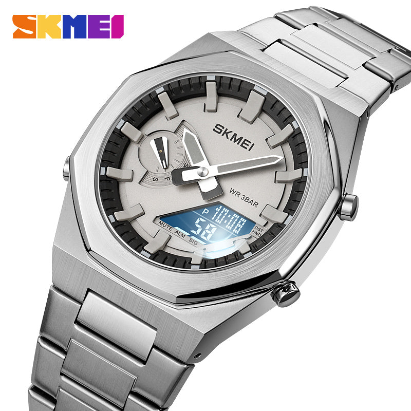 1816 Skmei Reloj para Hombre Pulsera de Metal Doble hora