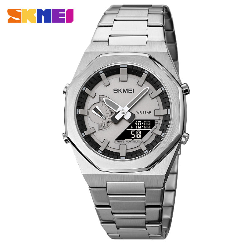 1816 Skmei Reloj para Hombre Pulsera de Metal Doble hora