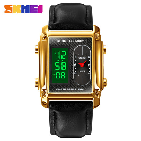 1868l Reloj Skmei para Hombre Pulsera de cuero Doble hora