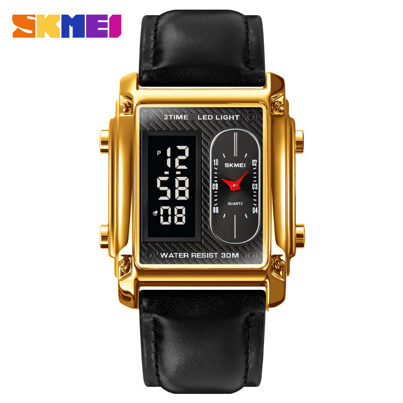 1868l Reloj Skmei para Hombre Pulsera de cuero Doble hora