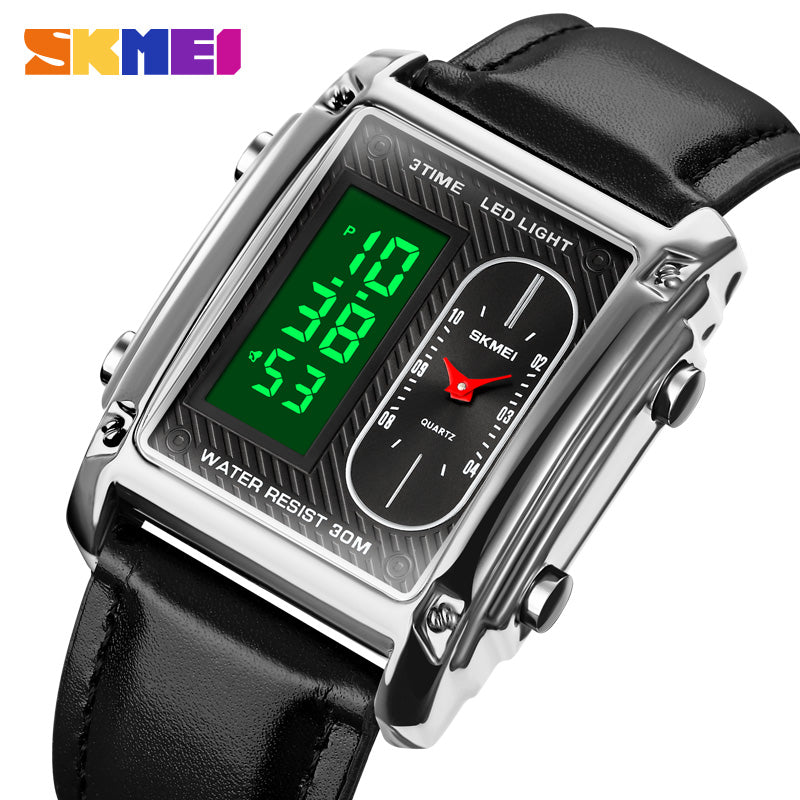 1868l Reloj Skmei para Hombre Pulsera de cuero Doble hora