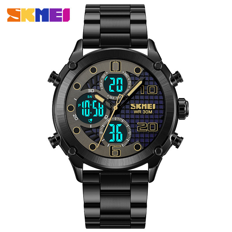 1975S Skmei Reloj para Hombre Pulsera de Metal Doble hora