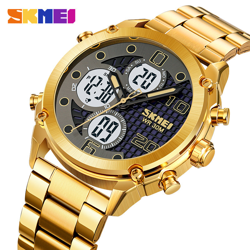 1975S Skmei Reloj para Hombre Pulsera de Metal Doble hora